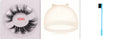 Hand-made 5D mink false eyelashes set with protective cap and dual-ended brush on a clean background