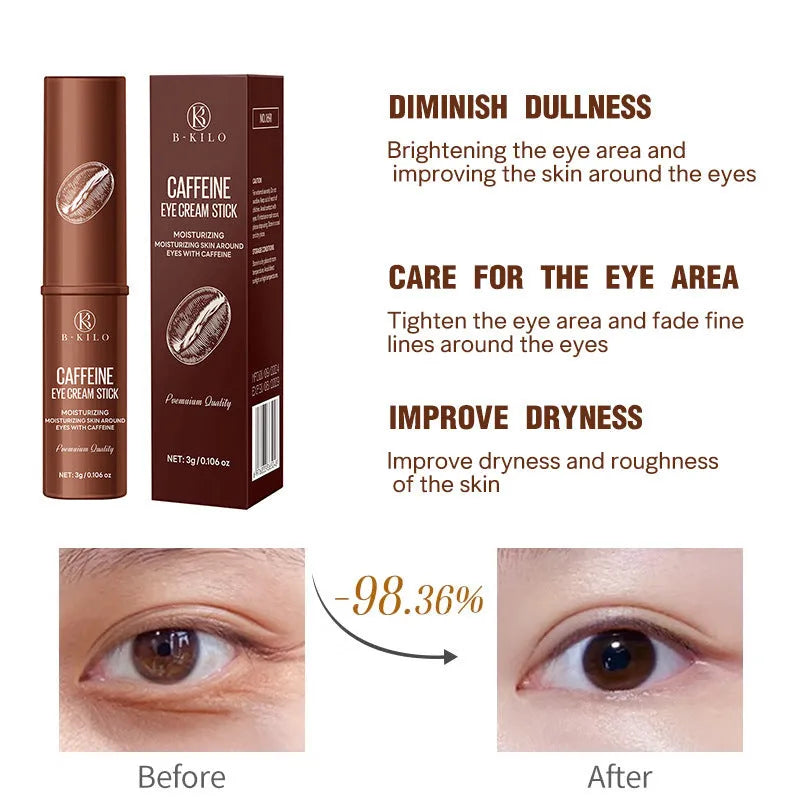 Caffeine eye cream stick in 3g format for under-eye hydration