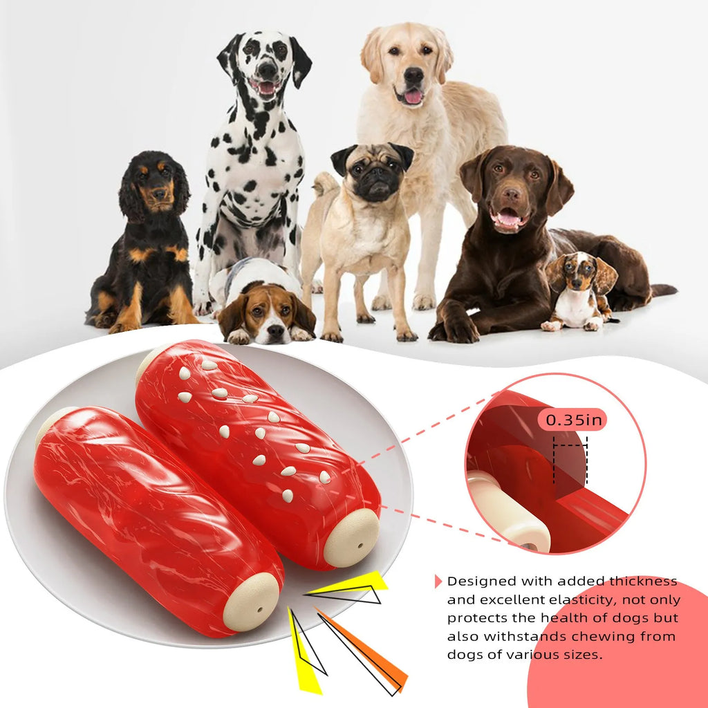 A primary-colour hard plastic molar rod dog chew toy for large breeds.