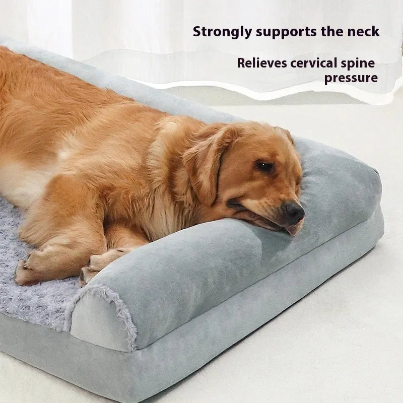 Grey soft-sided dog kennel with a plush fleece liner for a medium or large breed dog.