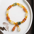 Natural Xinjiang Jinsi Jade small bone beads bracelet with geometric patterns for women