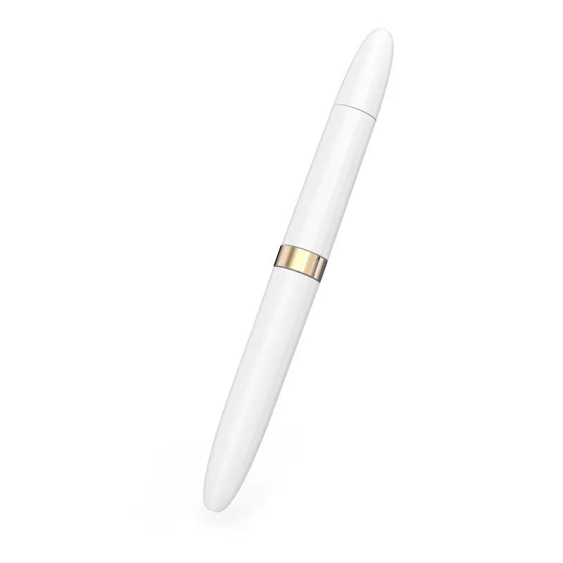 Blue headphone cleaning pen with metal nib, flocking sponge and long fine brush, 14 cm long