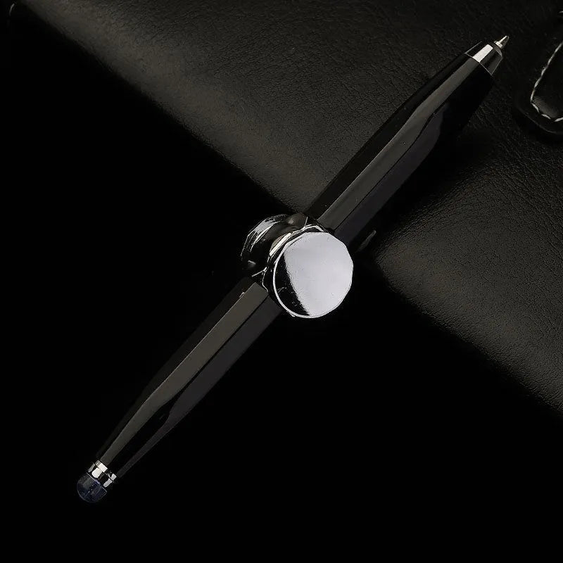Metal gyro ballpoint pen with spinning mechanism and coloured ink refill options