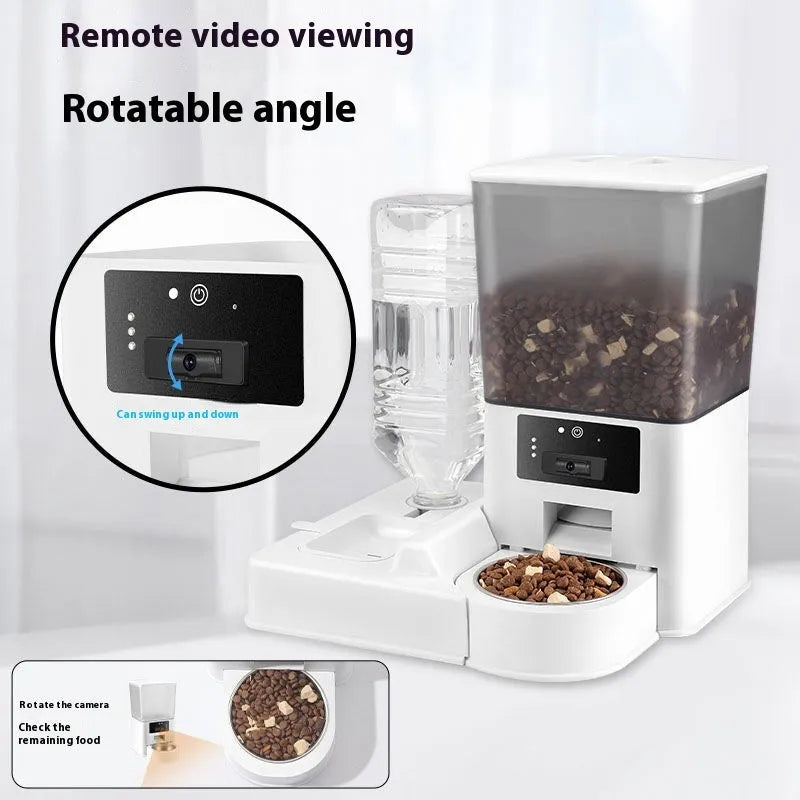 Automatic pet feeder with stainless steel bowl and 5 litre capacity