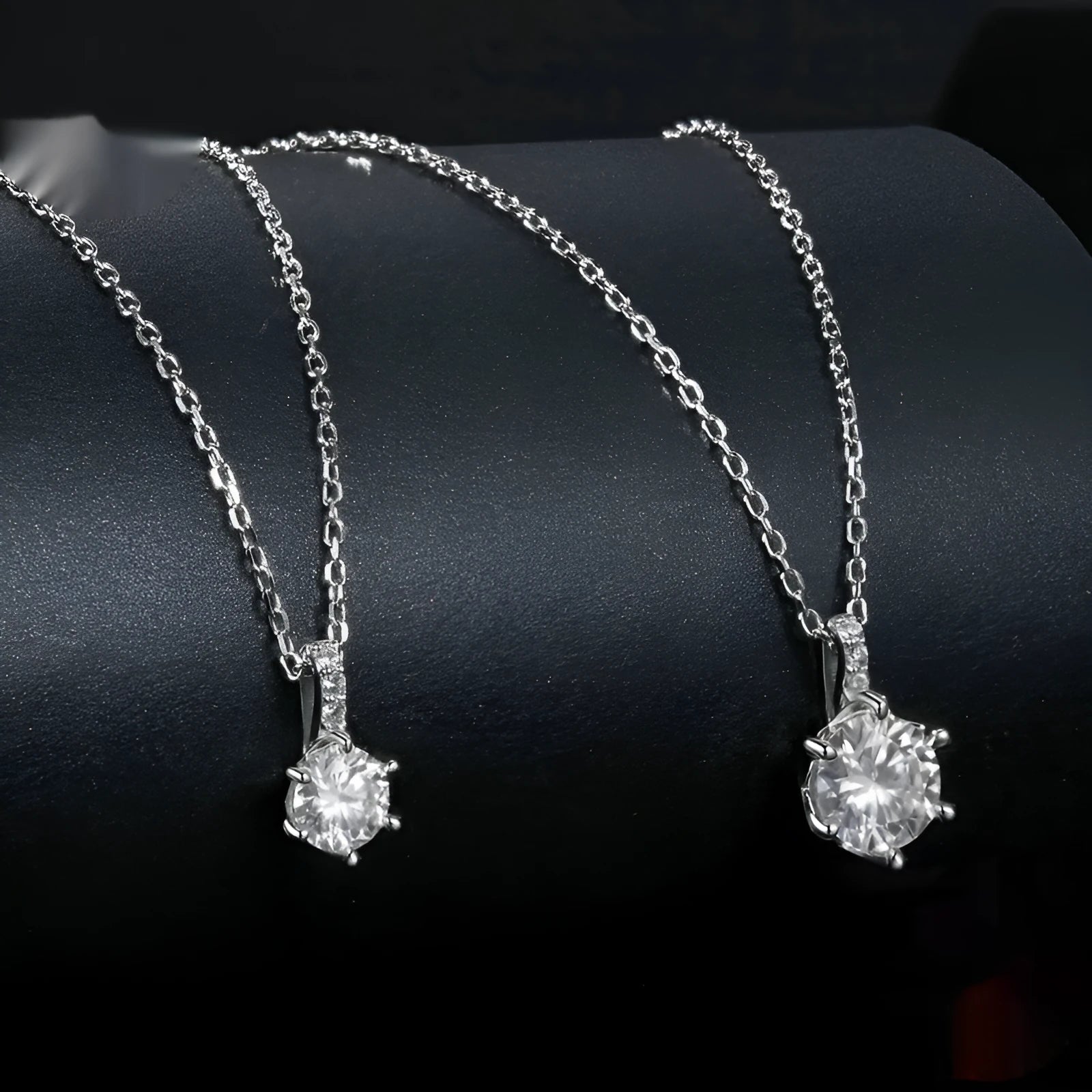 Moissanite 925 silver starry sky pendant necklace on O-ring chain, adjustable 41-50cm, natural style
