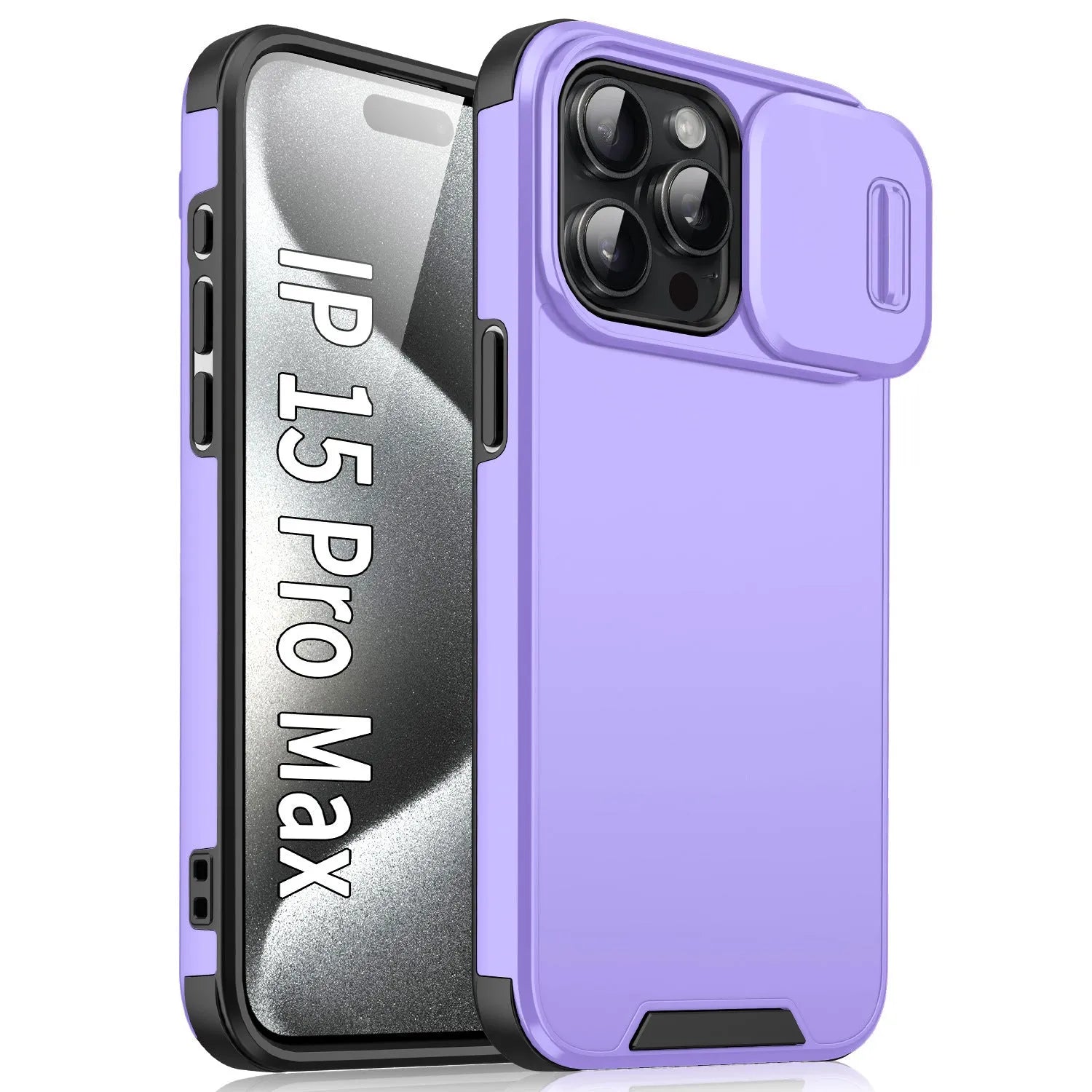 Sliding window drop-resistant phone case in black for iPhone, frosted TPU PC finish