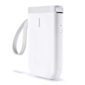 D11 Bluetooth label printer in black with thermal paper roll and smartphone showing app interface