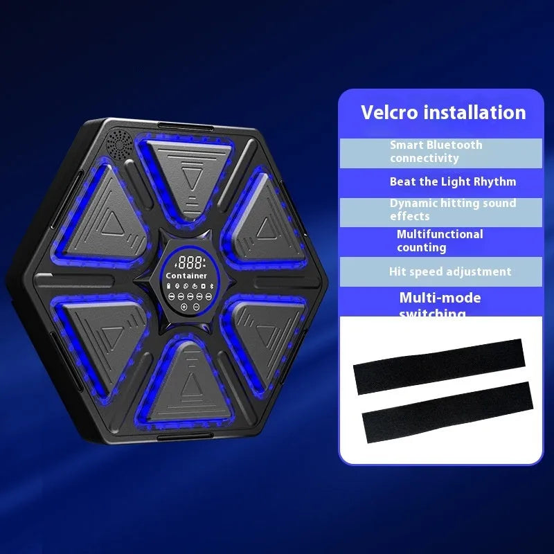 Electronic boxing wall target with LED display and musical feedback system for home training
