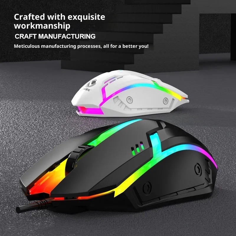 E-sports weighted wired USB mouse with photoelectric sensor, large design, black and white options
