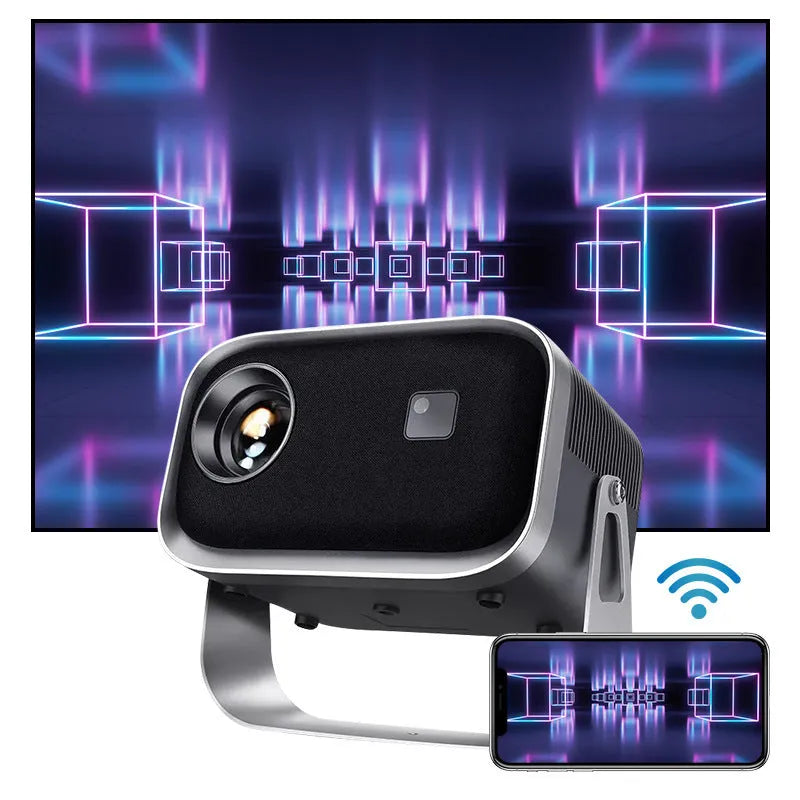 Home HD portable projector with bracket, 1280x720 resolution, 150 lumens brightness, and remote control