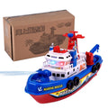 Red electric penguin water jet bath toy boat with 3 penguin sprinkler nozzles for bath time