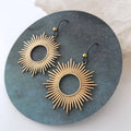 Retro distressed hollow-out geometric ring earrings in alloy with electroplated finish