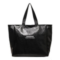 Large capacity PU tote bag for women in solid black, beige or brown, waterproof shoulder handbag for daily and travel use.