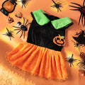 Halloween pumpkin skirt pet costume on small dog with crystal velvet material
