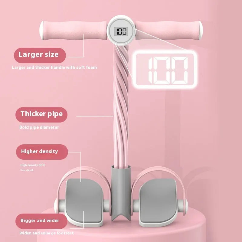 Portable intelligent foot pedal pull device in ABS plastic with adjustable tube resistance for home fitness