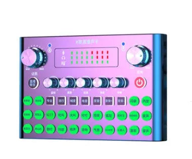 F007plus wireless live broadcast sound card with condenser microphone on its included bracket