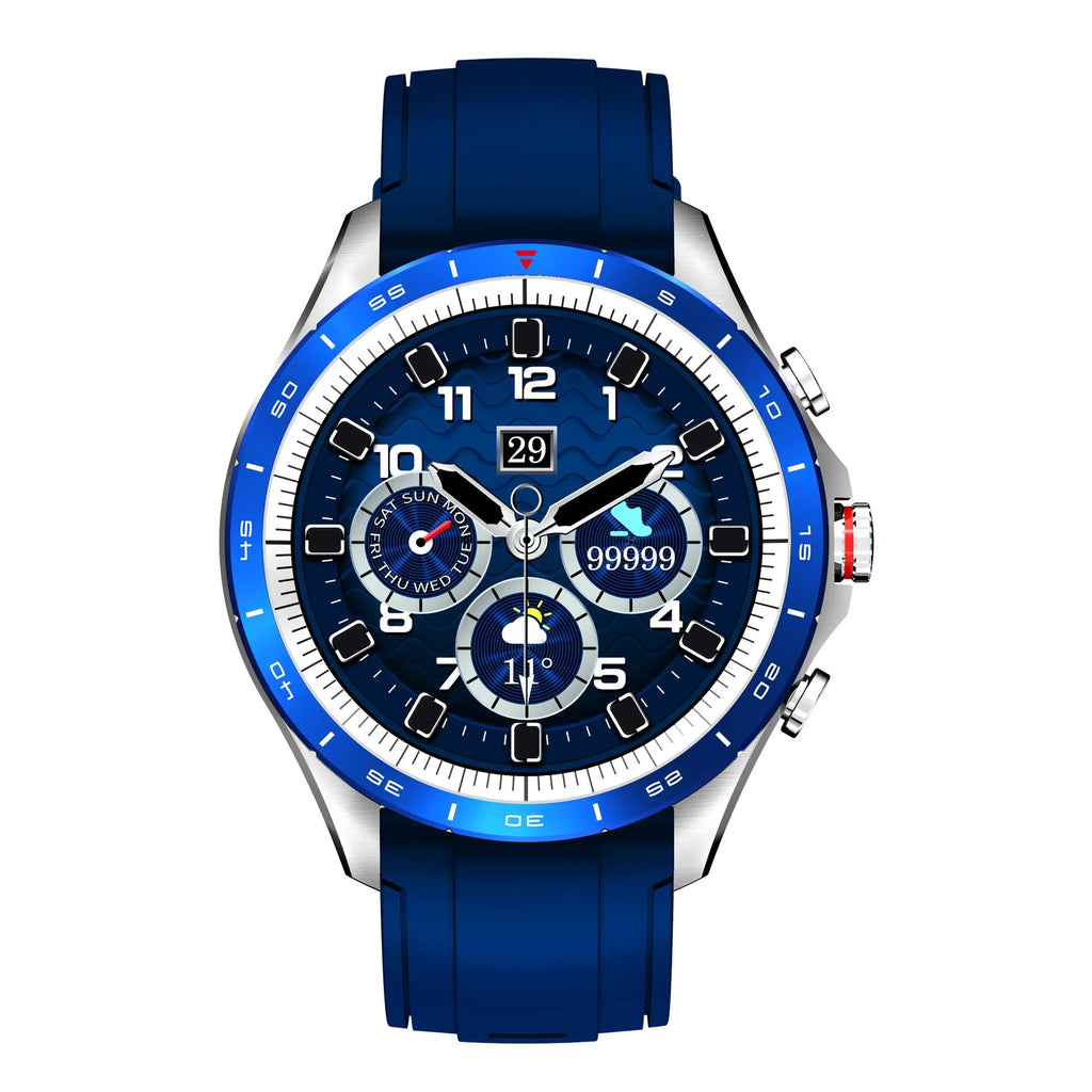 Men's smart bracelet watch with zinc alloy screen and silicone wristband in black, blue, or grey colour