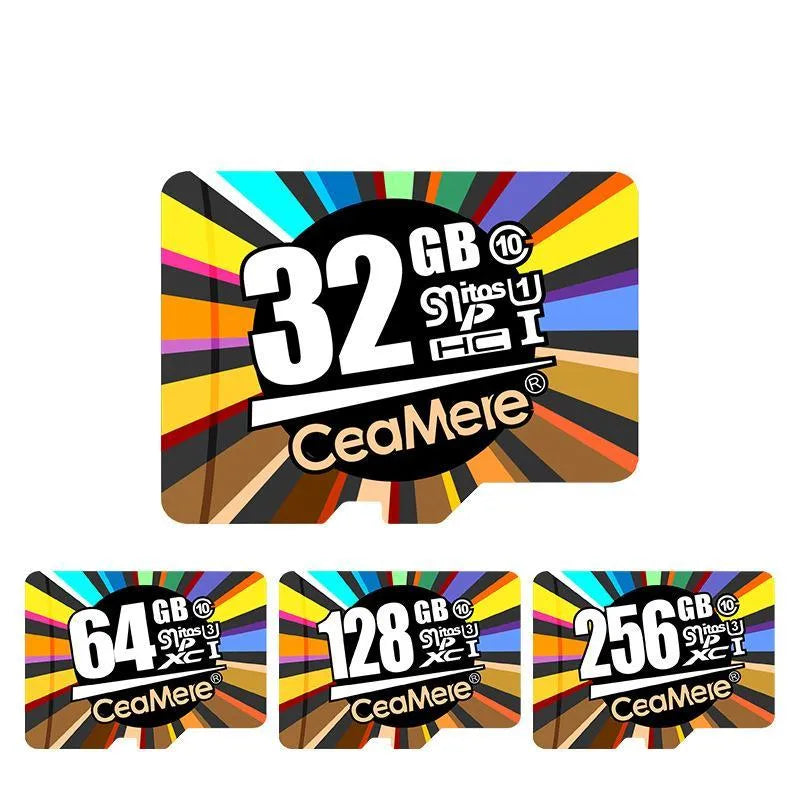Class 10 TF memory card for mobile phone monitoring, available in 8GB to 256GB capacities