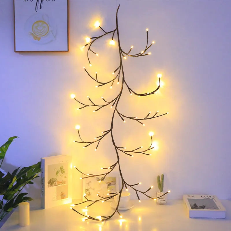 USB-powered LED butterfly tree rattan lamp with flexible branches and remote control
