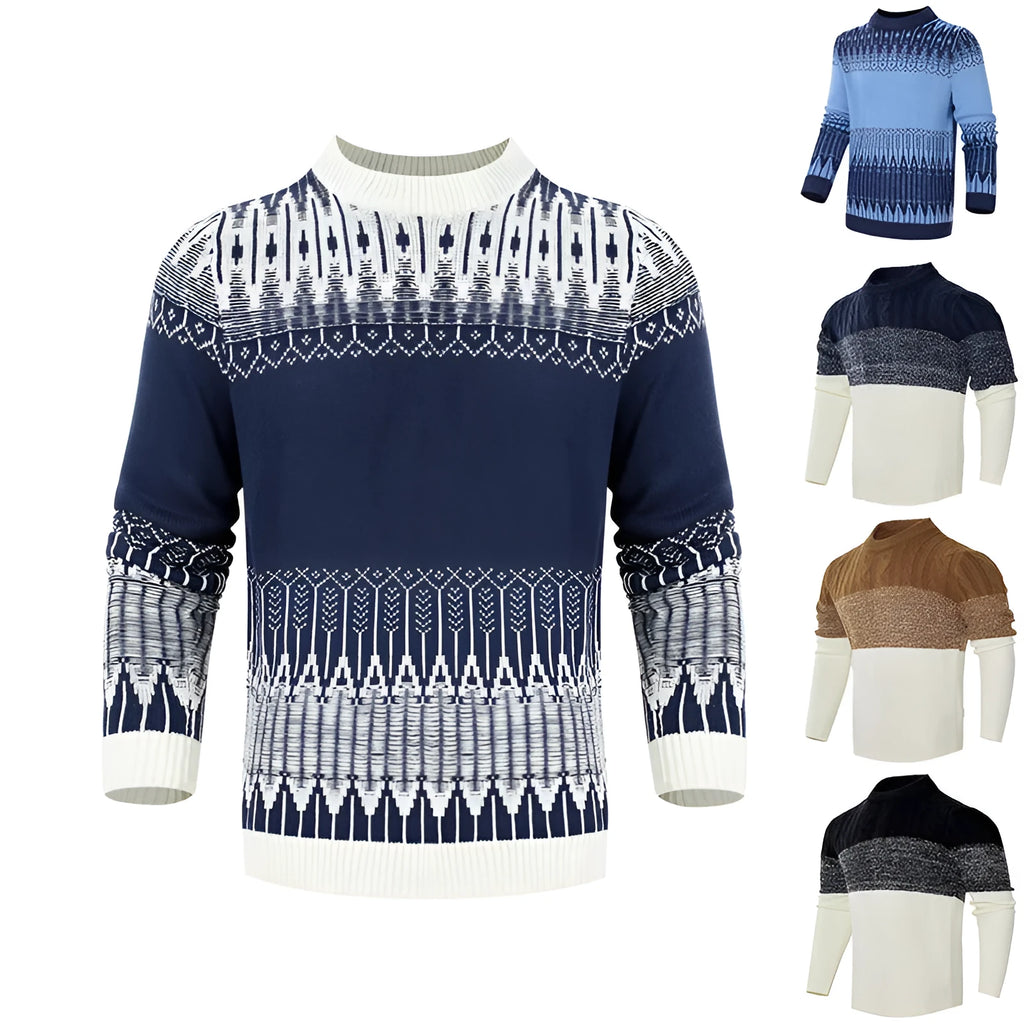 Men's ribbed knit sweater in regular fit with crew neck and long sleeves