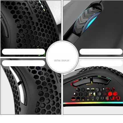 Hollow out design wireless mouse with luminous charging feature in black, cyan, or white.