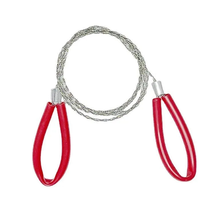 German stainless steel survival wire saw with leather case in black and red colour options.