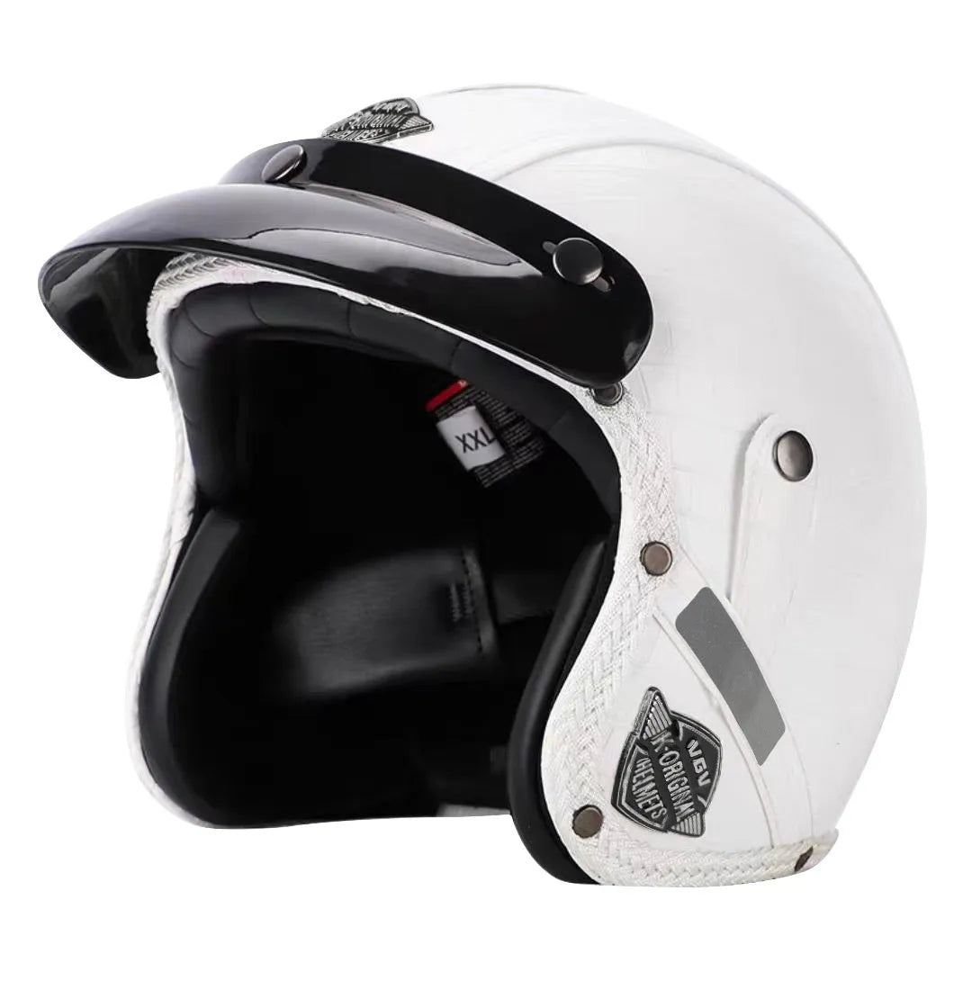 3C certified retro motorcycle helmet in matte black with ABS shell for adult commuting