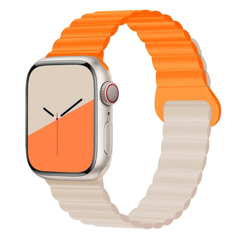 Silicone magnetic Apple Watch strap, 22cm, in Oxford pink, starlight, orange, mint, or navy colour options