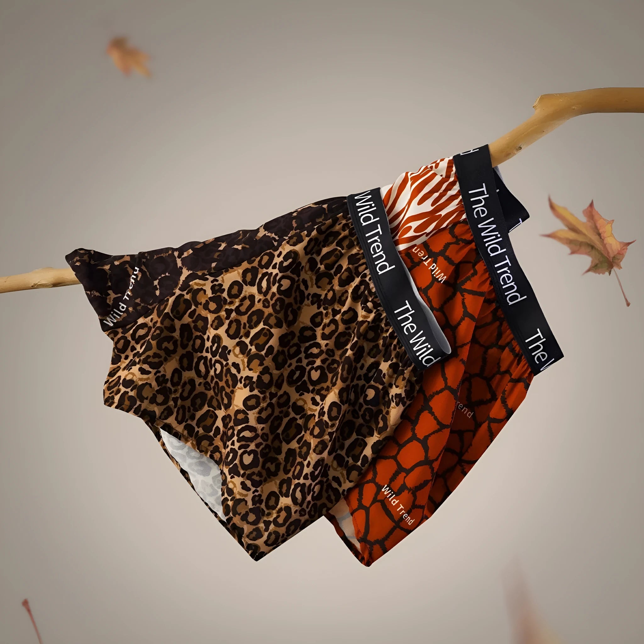 Men's leopard print woven shorts in ice silk fabric with quick-drying function