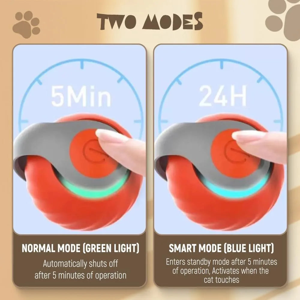 Blue interactive rolling ball pet toy for cats and dogs on indoor floor