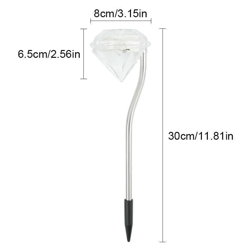 White solar powered diamond-shaped garden light for outdoor decoration.