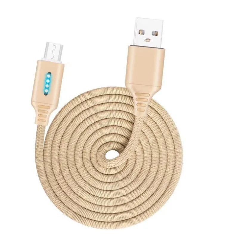 Fabric braided USB fast charging cable in 1 metre length for Android iPhone and Type-C devices
