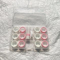 Portable rectangular contact lens case with vibration cleaning in multiple colour options
