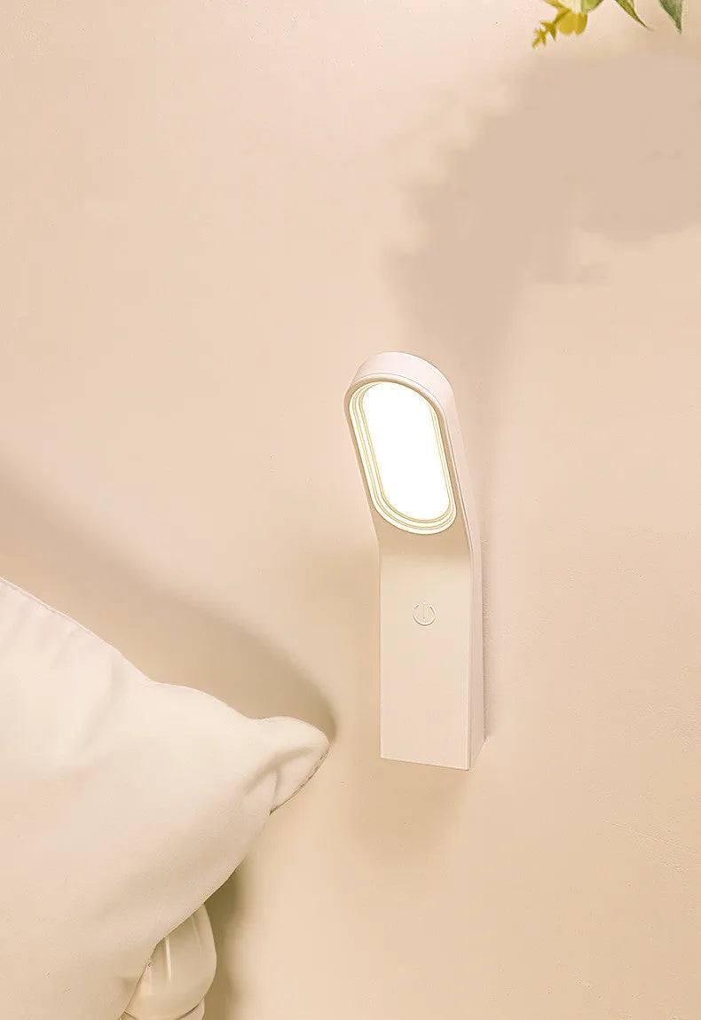 Simple desk lamp with LED, USB charging, touch switch, compact 70x70x189mm, white finish