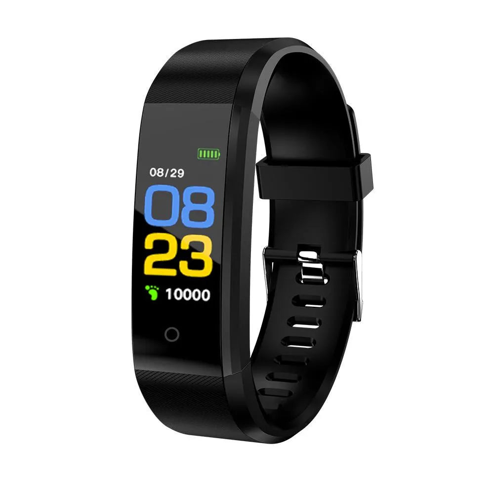 Smart wristband fitness tracker with 0.96 inch colour LED screen, TPU band, and IP67 water resistance