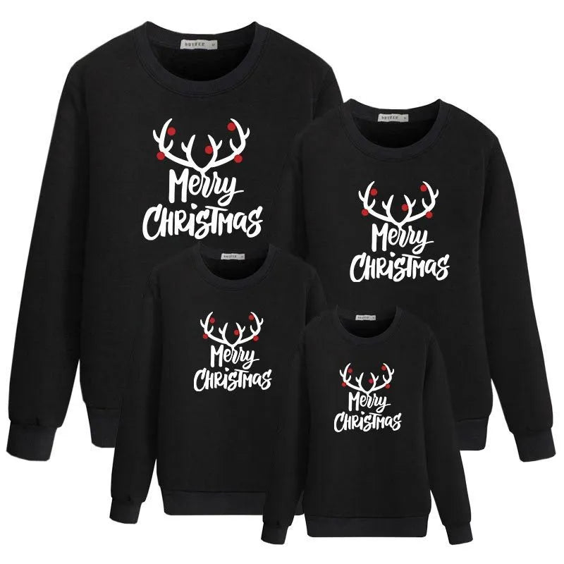 Family matching Christmas sweater pullover jumper in black and red for men women kids and babies