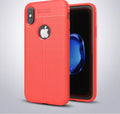 WeFor black PU leather texture silicone case for OnePlus 6, 5, and 5T phones with screen protector.