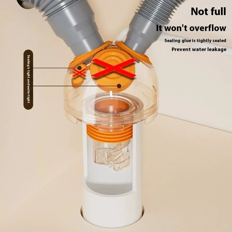 Kitchen downcomer three-way deodorant sealing plug with magnetic seal, ABS material, universal floor drain fit