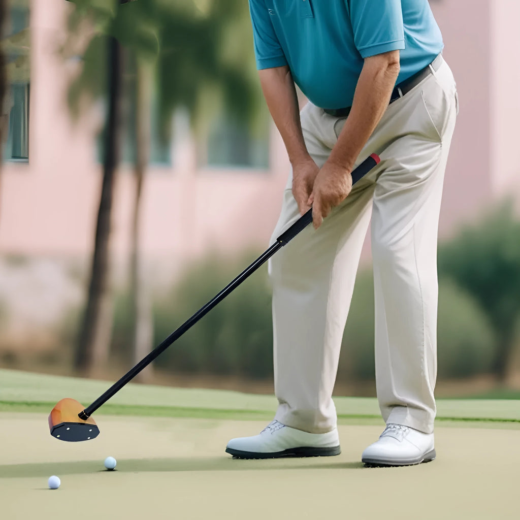 Green maple head golf training club with carbon shaft at 84cm length
