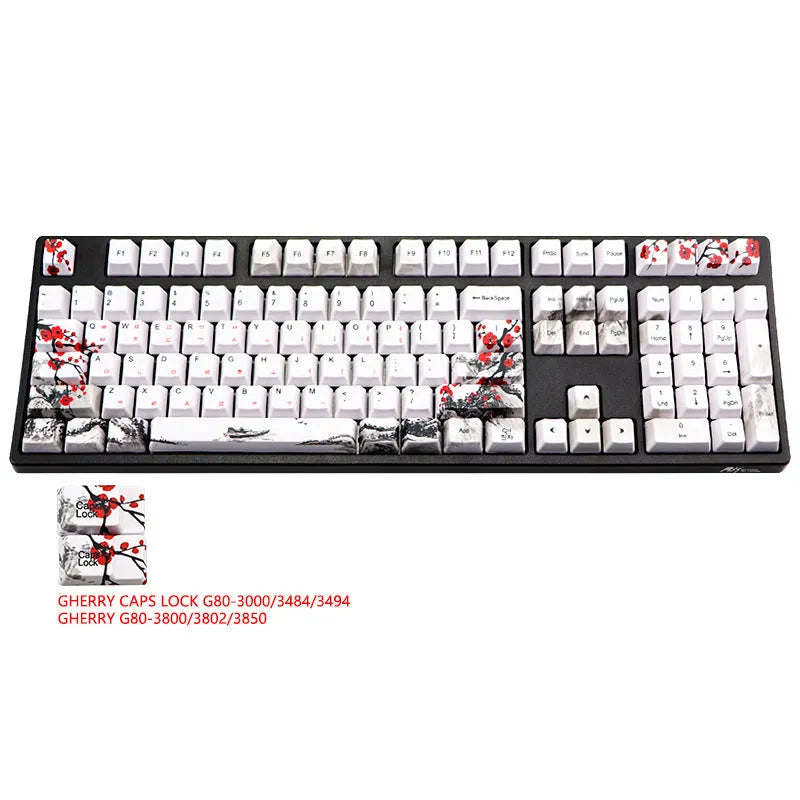 PBT mechanical keyboard keycap set with Wangjiang plum blossom theme design