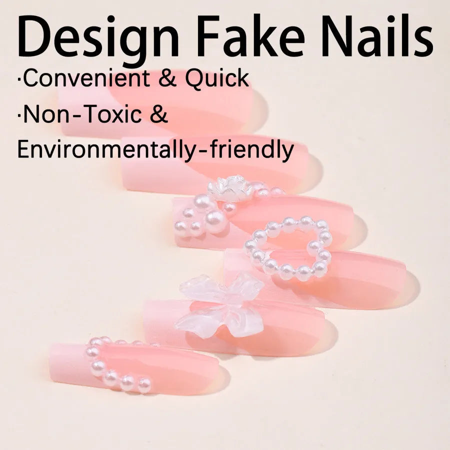 French manicure nail stickers with love pearl pattern design in colour XD93