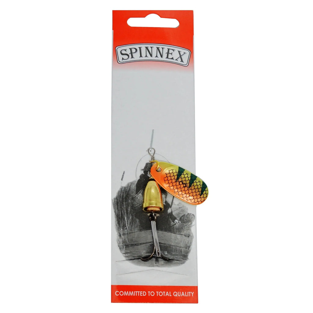 R composite rotating sequins copper bell metal fishing lure in multiple colour options on a white background.
