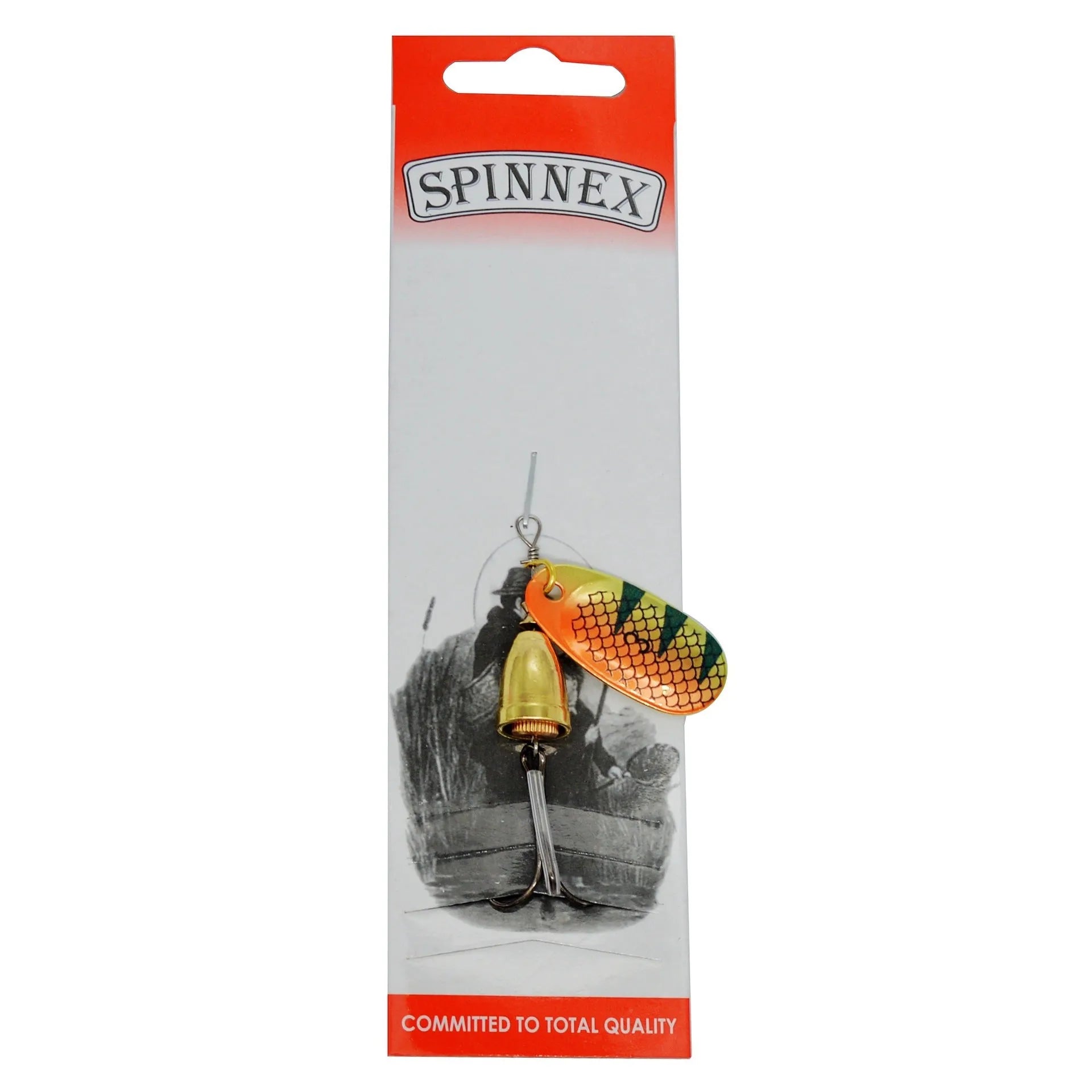 R composite rotating sequins copper bell metal fishing lure in multiple colour options on a white background.