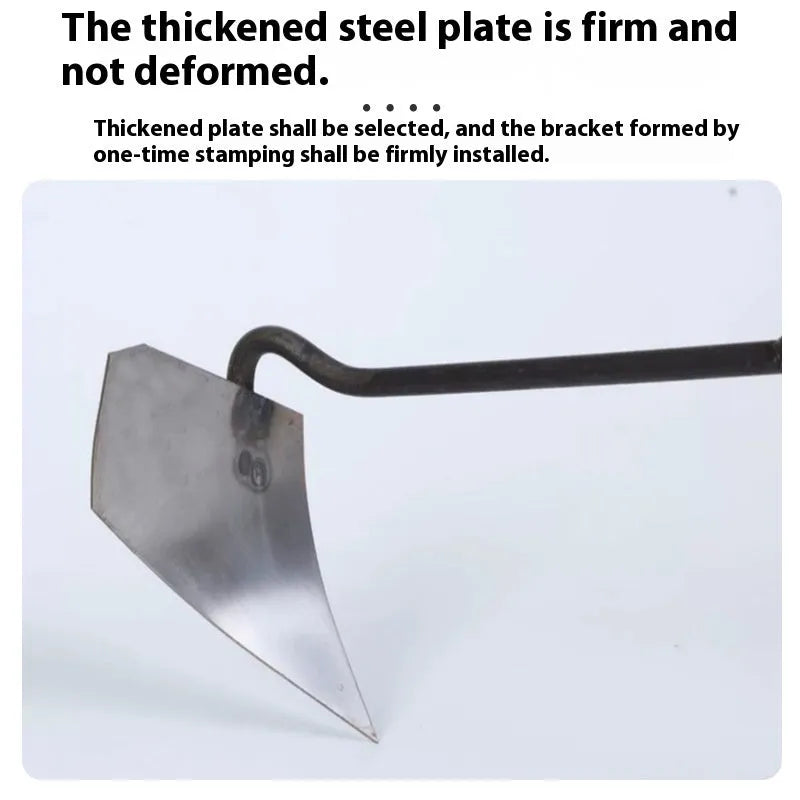 Thickened manganese steel triangle hoe plough with pointed tip for soil loosening and furrow fertilisation