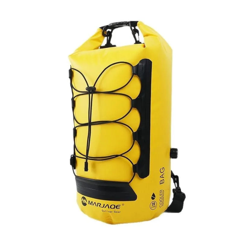 Yellow and black 20L waterproof backpack with dry wet separation for outdoor activities