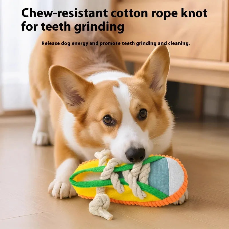 Plastic dog chew toy in yellow, black, or blue with a contoured shape for biting.