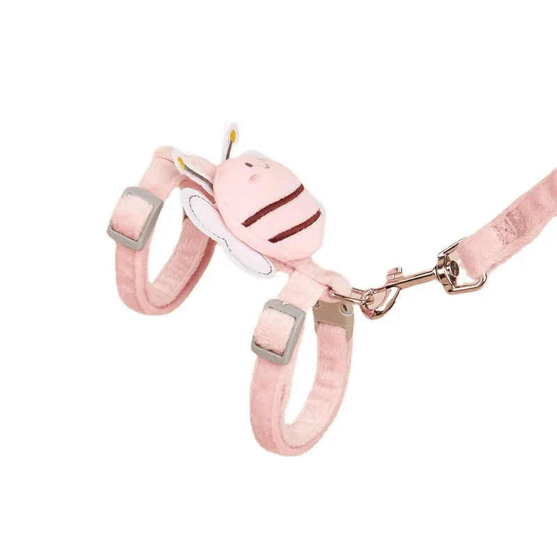 Bee shape adjustable cat leash in polyester available in pink, yellow and blue colours
