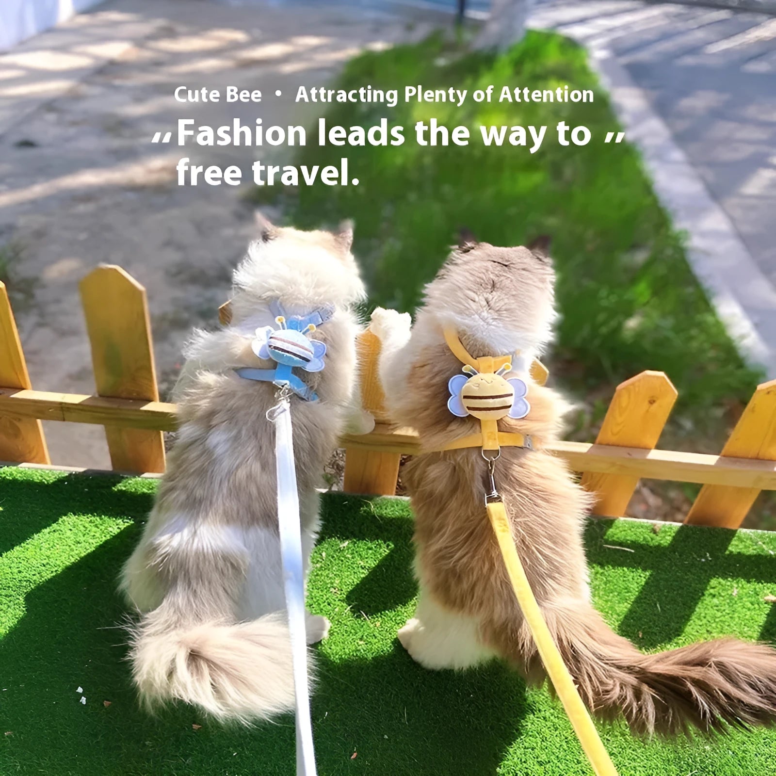 Bee shape adjustable cat leash in polyester available in pink, yellow and blue colours