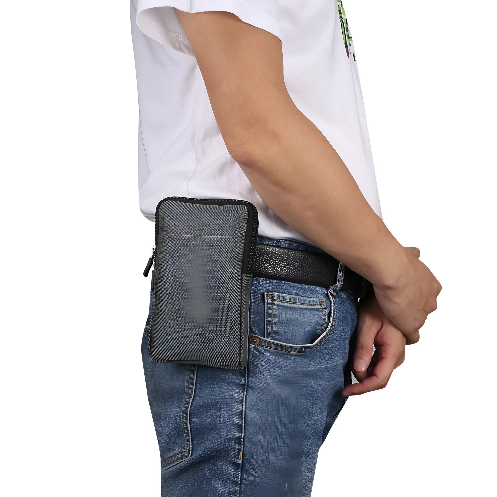 Solid colour waterproof neoprene waist bag with cross-body strap for Apple, Huawei or Samsung smartphones.