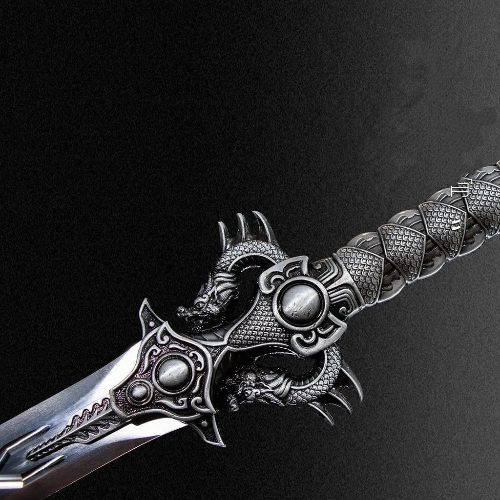 Lilong 110cm unsharpened collectible sword with high manganese steel blade and solid wood scabbard